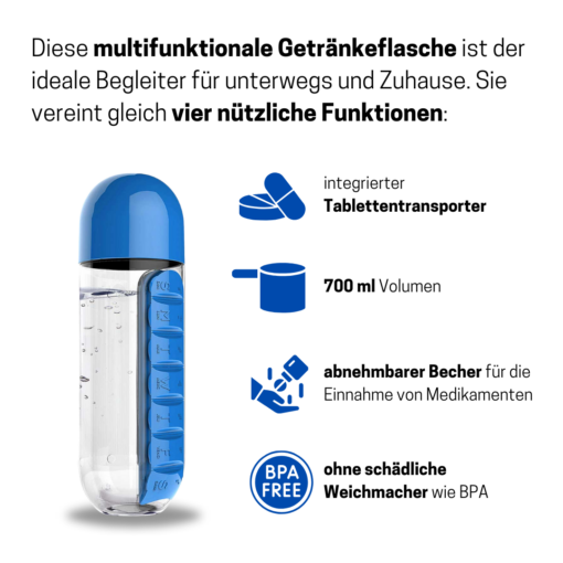 Getränkeflasche mit Tablettentransporter – Bild 3