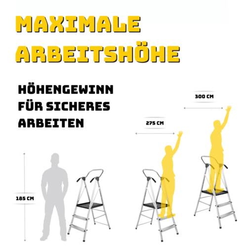 🔝 Sicherheitsleiter, 3-Stufen Haushaltsleiter – Bild 8