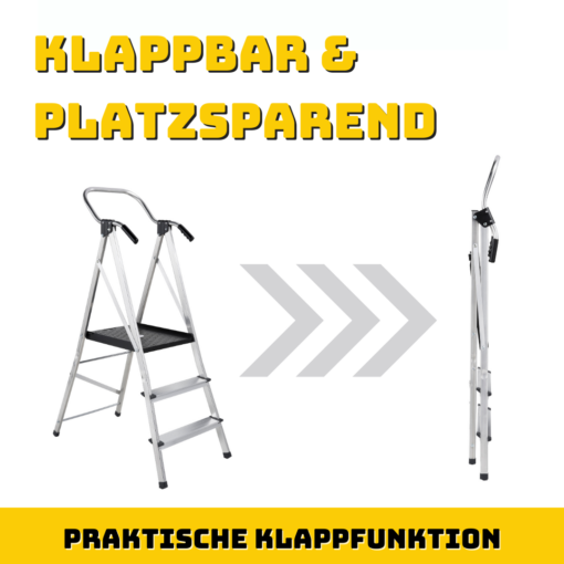 🔝 Sicherheitsleiter, 3-Stufen Haushaltsleiter – Bild 2