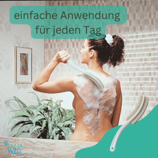 Massagebürste mit langem Stiel | Duschbürste mit Naturhaarborsten – Bild 3