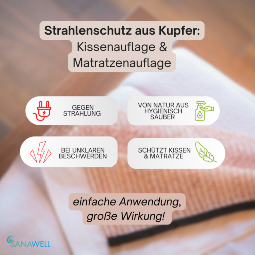 Strahlenschutz-Set | Kupfer-Set | Bett- und Kissenauflage, Kupfermatte – Bild 2