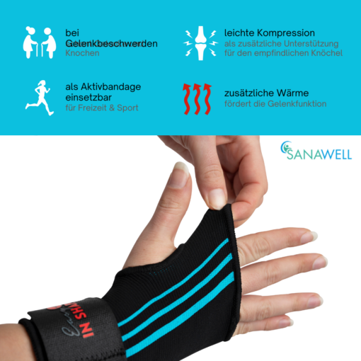 Handgelenksbandage, elastisch | für Sport & Alltag | schwarz | verschiedene Größen – Bild 5