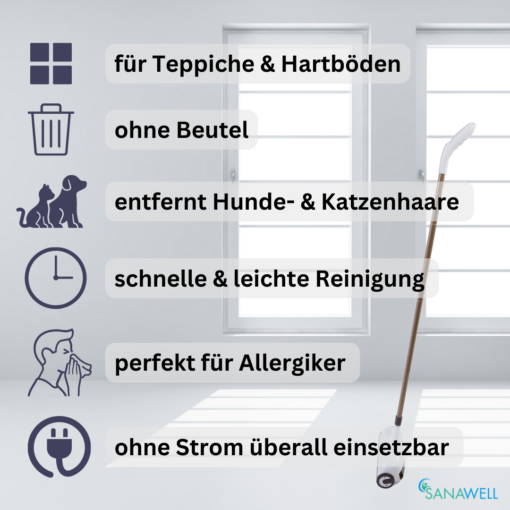 Kabelloser Staubsauger | Teppichkehrer | ohne Strom und Batterien – Bild 2