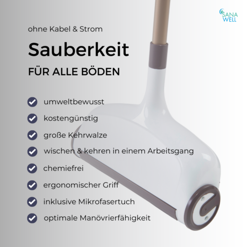 Kabelloser Staubsauger | Teppichkehrer | ohne Strom und Batterien – Bild 6