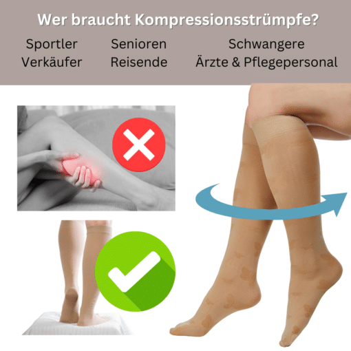 Kompressions-Kniestrümpfe mit Motiv, Einheitsgröße, 12-14 mmHG Kompression – Bild 2