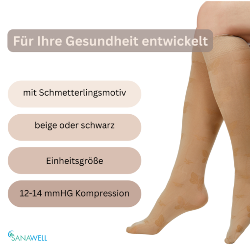 Kompressions-Kniestrümpfe mit Motiv, Einheitsgröße, 12-14 mmHG Kompression – Bild 3