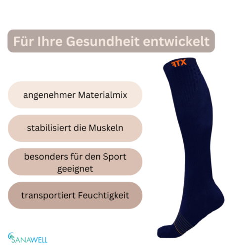 Stützende Kniestrümpfe, dunkelblau, verschiedene Größen – Bild 3