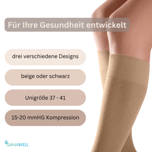 Kompressions-Kniestrümpfe, 3er-Set, 15-20 mmHG Kompression – Bild 3