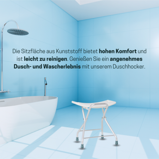 Rutschfester Duschhocker | mit Brausehalter | mit/ohne Utensilientasche | klappbar – Bild 5